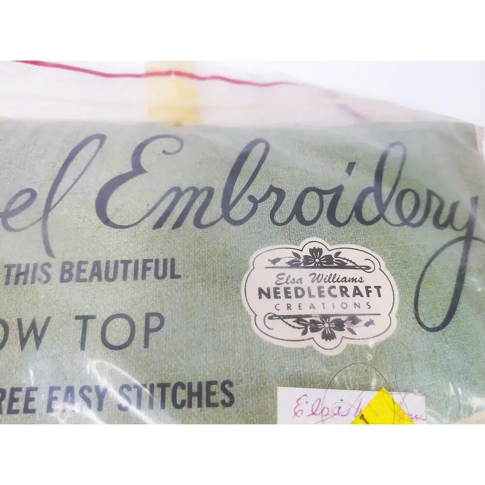 Vintage Elsa Williams Crewel Embroidery Floral Pillow Top New